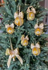 Christmas Baubles and Tree Topper- Gold- Six Baubles and One Tree Topper Gabificent