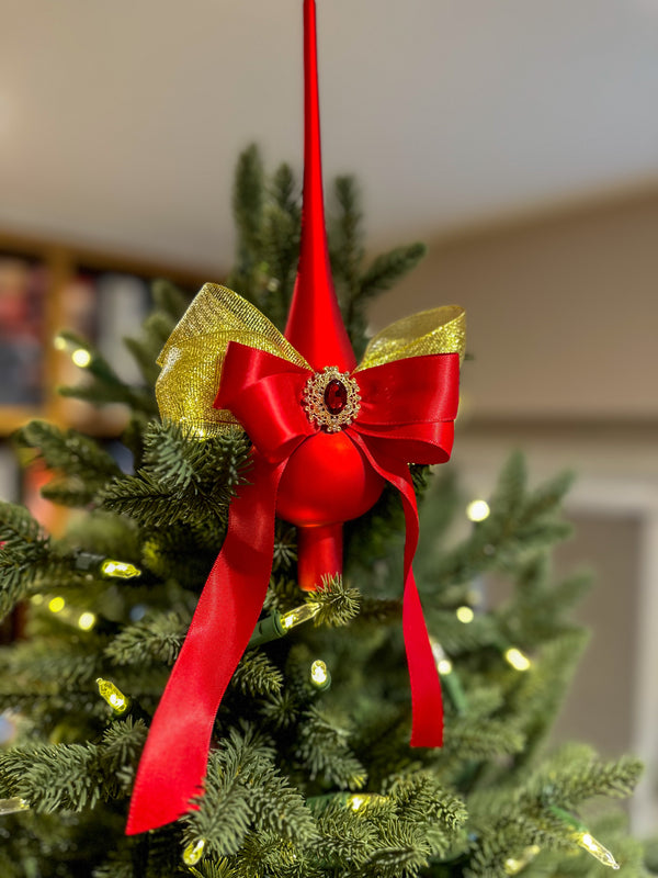 Christmas Baubles and Tree Topper- Red- Six Baubles and One Tree Topper Gabificent