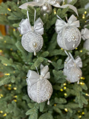 Christmas Baubles and Tree Topper- Silver- Six Baubles and One Tree Topper Gabificent