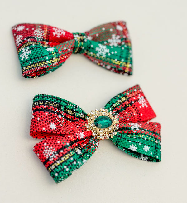 Christmas Bow Hair Clip set Gabificent