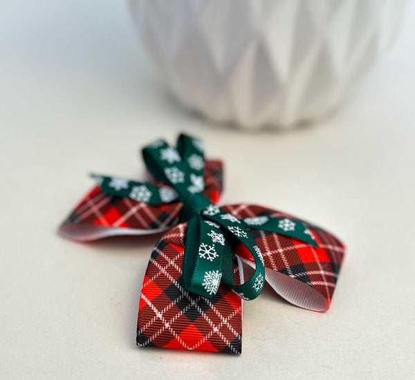 Christmas Bow - Traditional Red and Green Gabificent