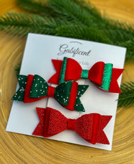 Christmas Hair Bow Clip set Gabificent
