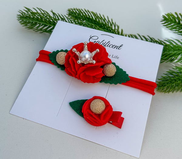 Christmas Hair Clip and headband set Gabificent