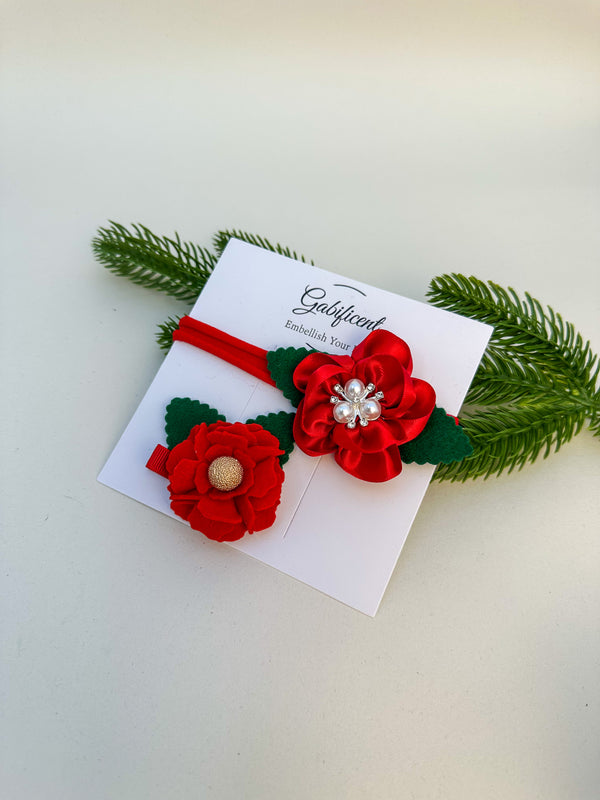Christmas Hair Clip and headband set Gabificent