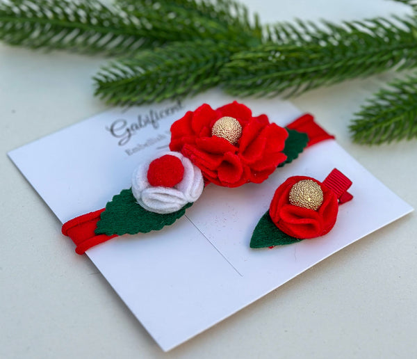 Christmas Hair Clip and headband set Gabificent