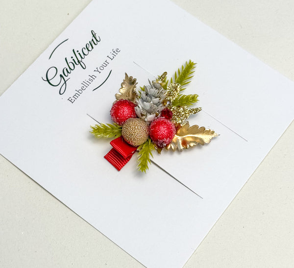Christmas Hair Clip with Berries Gabificent