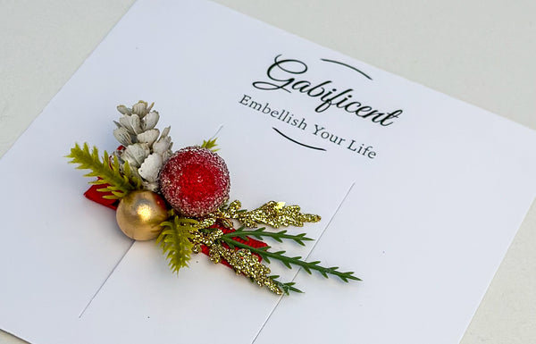 Christmas Hair Clip with Berries Gabificent