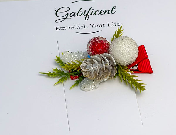 Christmas Hair Clip with Berries Gabificent