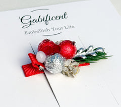 Christmas Hair Clip with Berries Gabificent