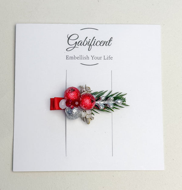 Christmas Hair Clip with Berries Gabificent