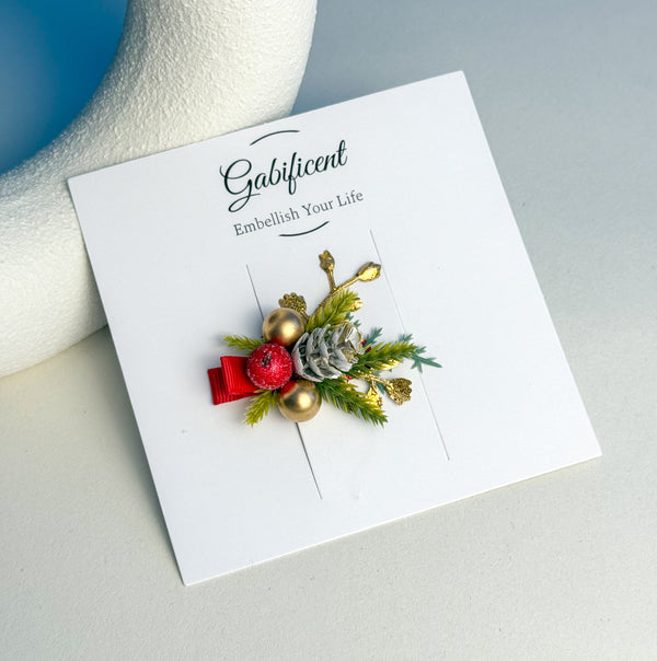 Christmas Hair Clip with Berries Gabificent