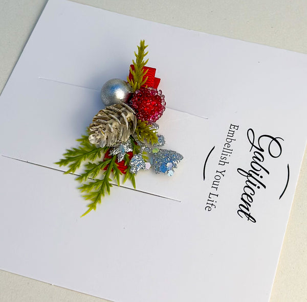 Christmas Hair Clip with Berries Gabificent
