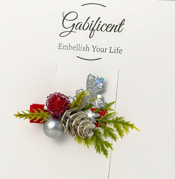 Christmas Hair Clip with Berries Gabificent