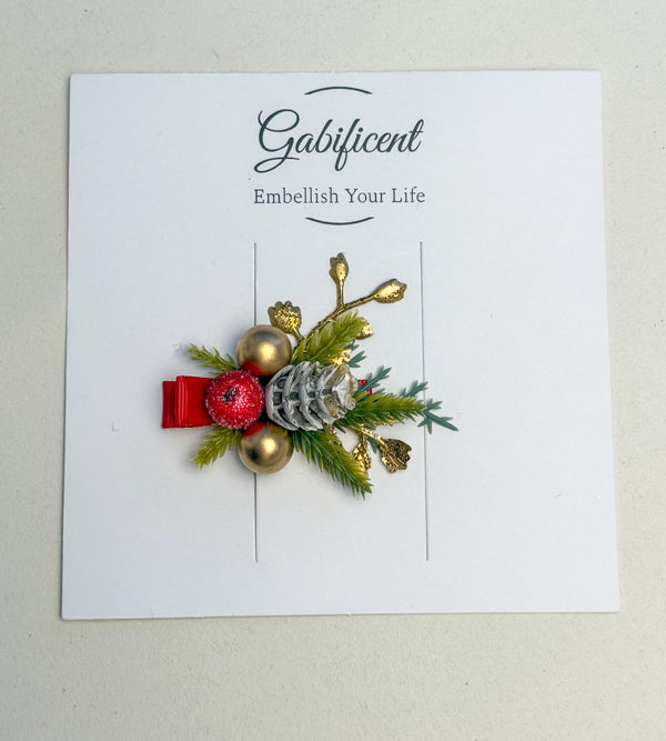Christmas Hair Clip with Berries Gabificent