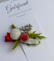 Christmas Hair Clip with Berries Gabificent