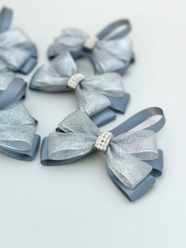 Christmas Tree Bows - Silver Grey - Gabificent