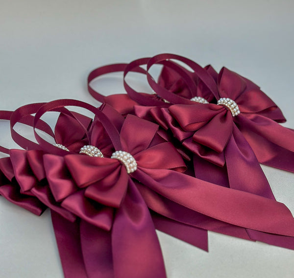 Christmas Tree Bows with tails - Burgundy Gabificent
