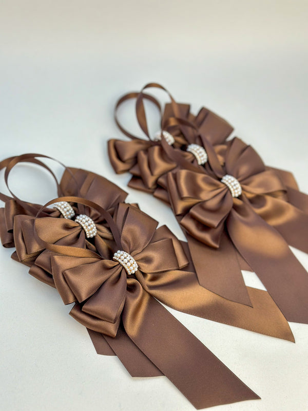 Christmas Tree Bows with tails - Chocolate Brown Gabificent