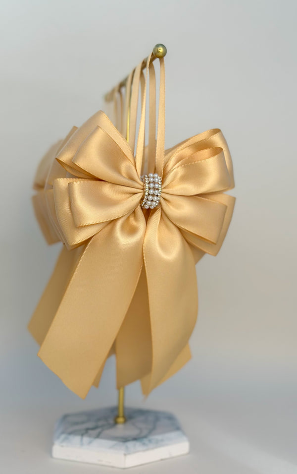 Christmas Tree Bows with tails - Gold Gabificent