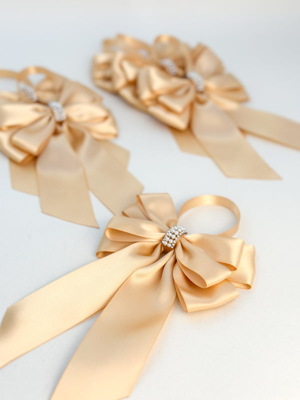 Christmas Tree Bows with tails - Gold Gabificent