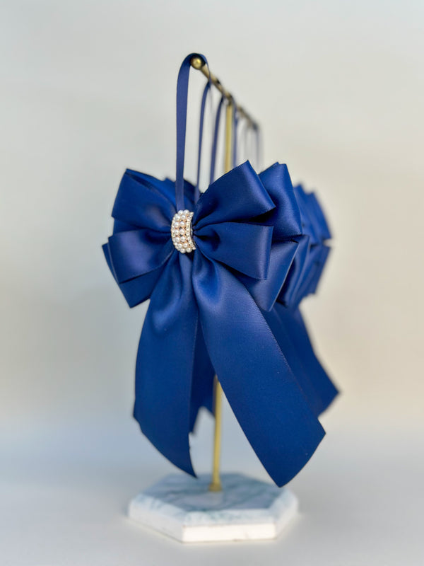 Christmas Tree Bows with tails- Navy Blue Gabificent