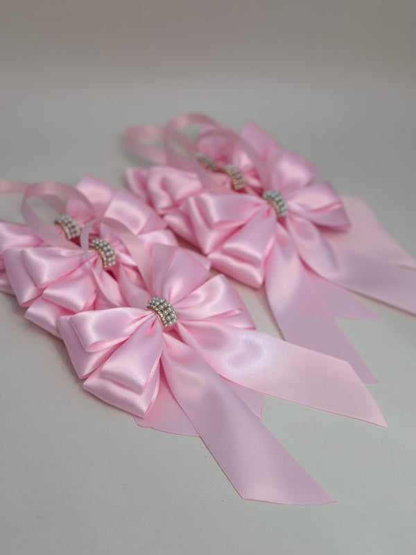 Christmas Tree Bows with tails- Pink Gabificent