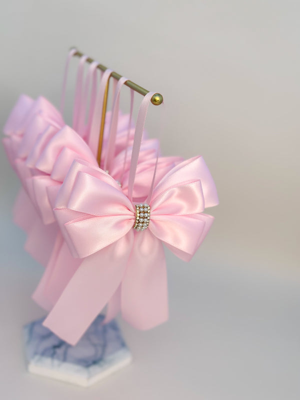 Christmas Tree Bows with tails- Pink Gabificent