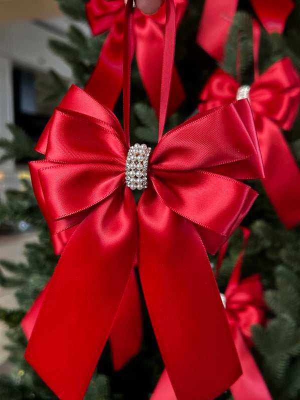 Christmas Tree Bows with tails - Red Gabificent