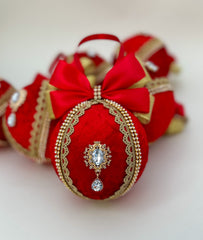 Christmas baubles - Red with Gold - Set of 6 - Gabificent