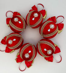 Christmas baubles - Red with Gold - Set of 6 - Gabificent