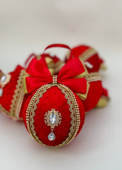 Christmas baubles - Red with Gold - Set of 6 - Gabificent