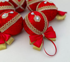 Christmas baubles - Red with Gold - Set of 6 - Gabificent