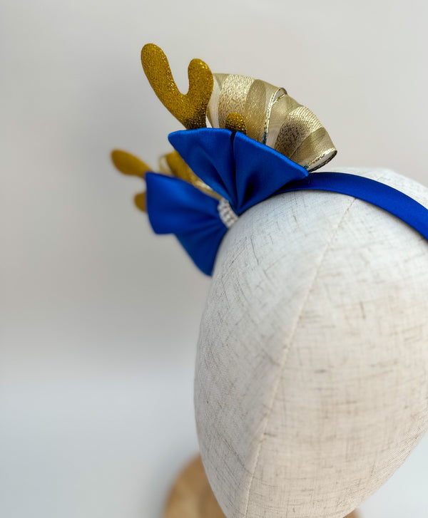Christmas headband - Blue and Gold Gabificent