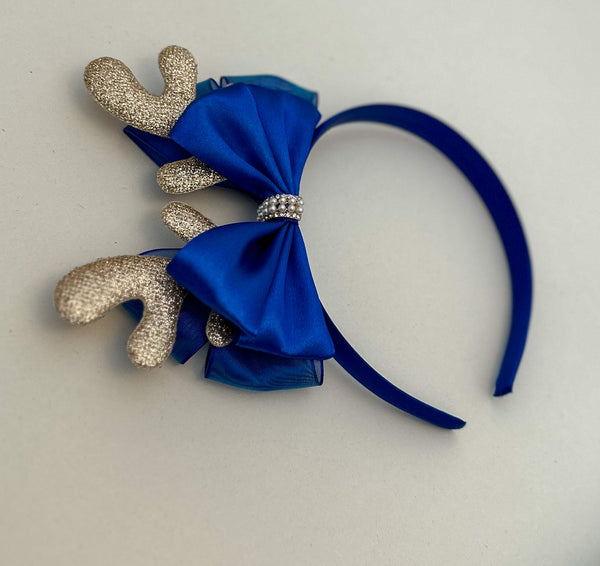 Christmas headband - Blue and Rose Gold Gabificent