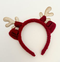 Christmas headband- Burgundy “Reindeer “ - Gabificent