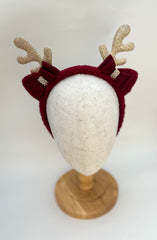 Christmas headband- Burgundy “Reindeer “ - Gabificent