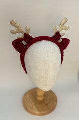 Christmas headband- Burgundy “Reindeer “ - Gabificent