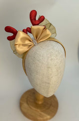 Christmas headband- Gold and Red - Gabificent