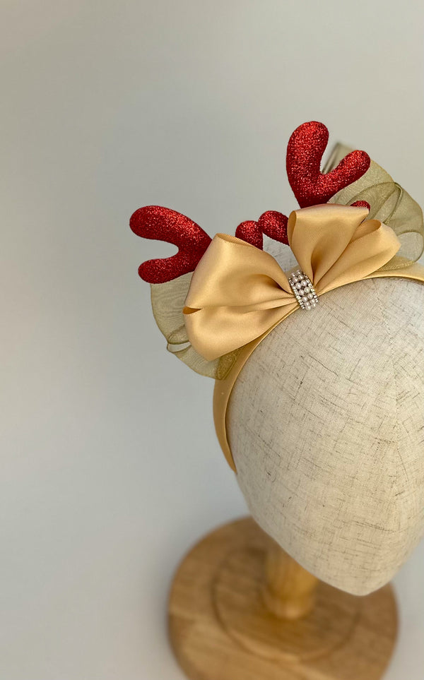 Christmas headband- Gold and Red - Gabificent