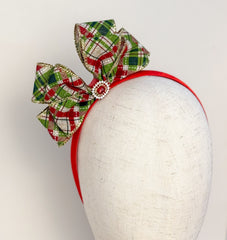 Christmas headband- Green Bow Gabificent