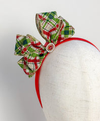 Christmas headband- Green Bow Gabificent