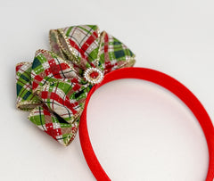 Christmas headband- Green Bow Gabificent