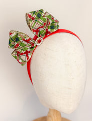 Christmas headband- Green Bow Gabificent