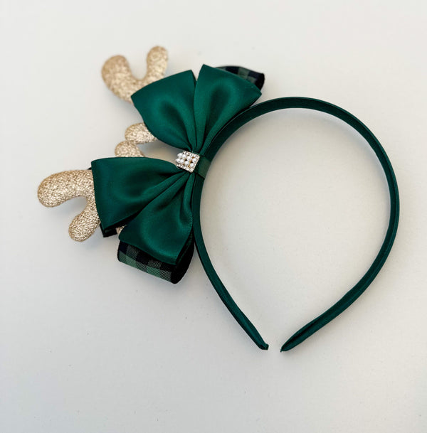 Christmas headband - Green and Rose Gold Gabificent