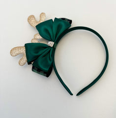 Christmas headband - Green and Rose Gold Gabificent