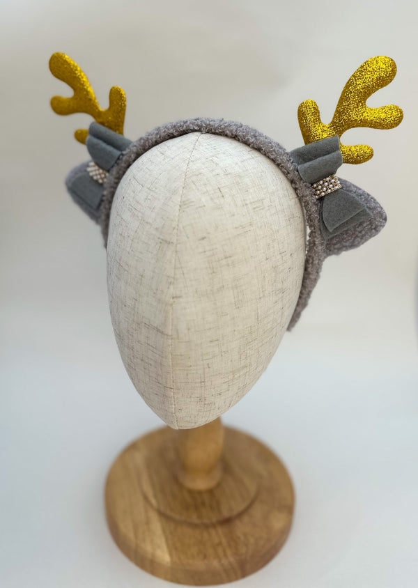 Christmas headband - Grey “Reindeer “ - Gabificent