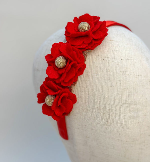 Christmas headband- Red Flowers Gabificent