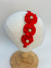 Christmas headband- Red Flowers Gabificent