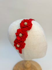 Christmas headband- Red Flowers Gabificent