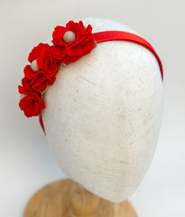 Christmas headband- Red Flowers Gabificent